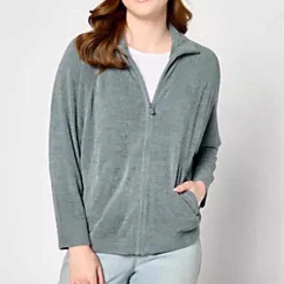 Barefoot Dreams Blue Cove (Gray) Full Zip-Up Jacket. Size...